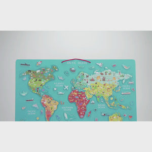 Magnetic World Map Puzzle with Whiteboard
