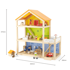 Colourful 3 Level Wooden Doll House
