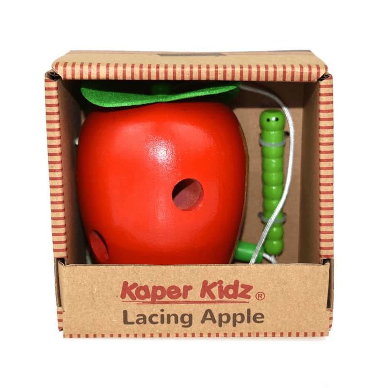 Wooden Lacing Apple with Worm