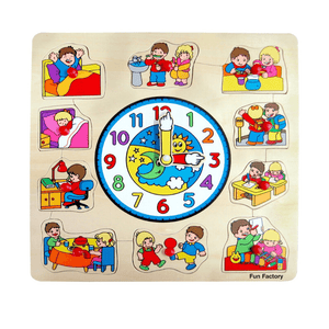 Square Clock with Children Puzzle