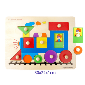 Wooden Train Puzzle with Knobs