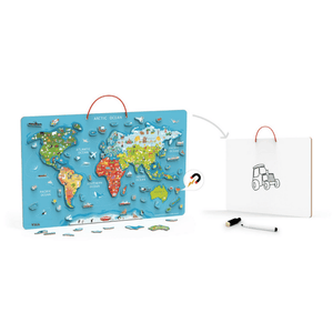 Magnetic World Map Puzzle with Whiteboard