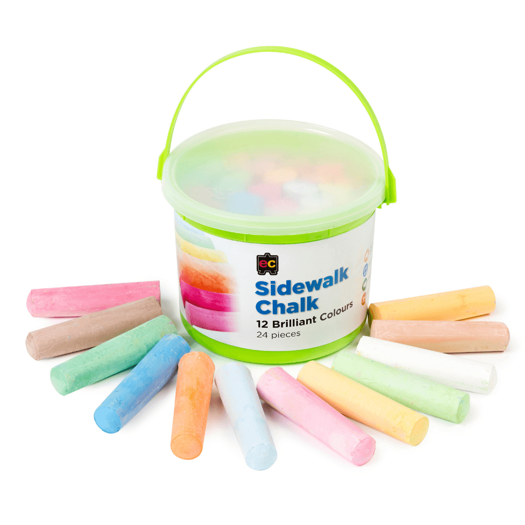 Colourful Sidewalk Chalk - 24 Piece Bucket - CleverStuff