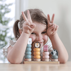 Pastel Ring Stacking Toy with Animals