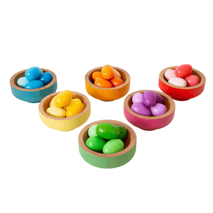 Rainbow Nesting Bowls with Eggs