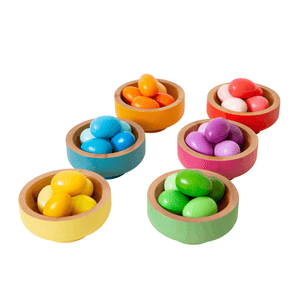 Rainbow Nesting Bowls with Eggs